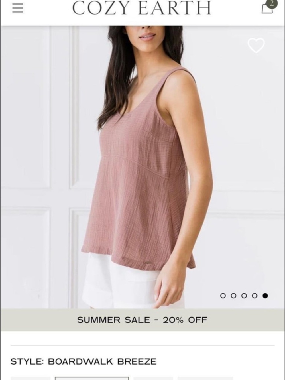 Cozy Earth Mauve V-Neck Sleeveless Tank Top